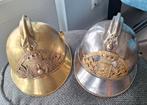 2 Antieke Franse brandweerhelmen., Ophalen of Verzenden, Landmacht, Overige gebieden