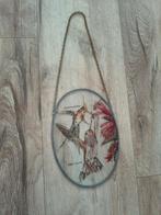 Prachtige glazen raamhanger met kolibrie, glas in lood look., Gebruikt, Onbekend, Ophalen of Verzenden, Onbekend