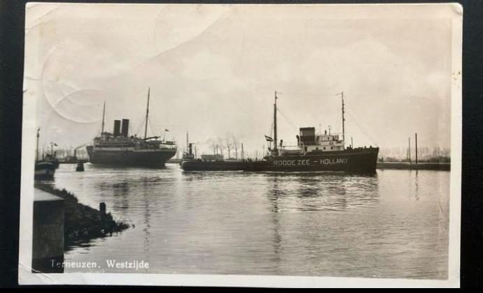 Terneuzen  Sleepboot ROODE ZEE 1938 / vergaan '44, Verzamelen, Ansichtkaarten | Nederland, Ophalen of Verzenden