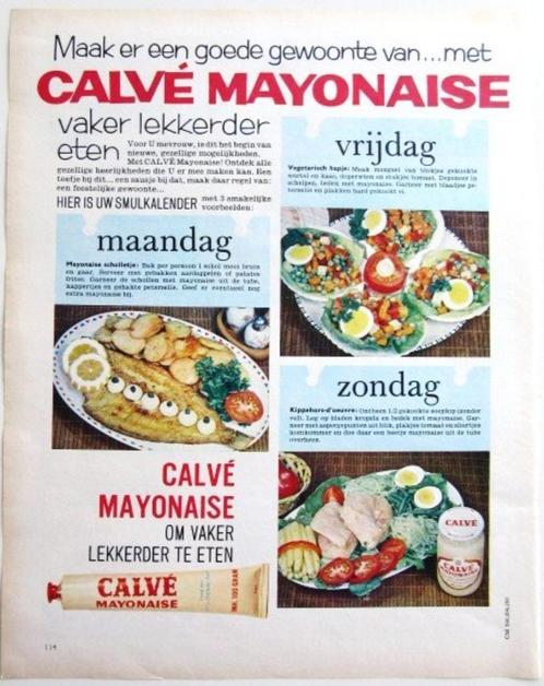 14 vintage advertenties reclames Calve mayonaise 53-63 Calvé, Verzamelen, Merken en Reclamevoorwerpen, Gebruikt, Verzenden