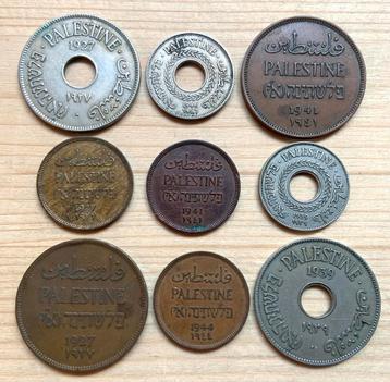 Palestina 9 verschillenden munten  1927/1946 beschikbaar voor biedingen