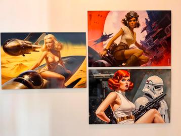 Dunes, Pilot II and Trooper by L.A. French - scifi pin up beschikbaar voor biedingen