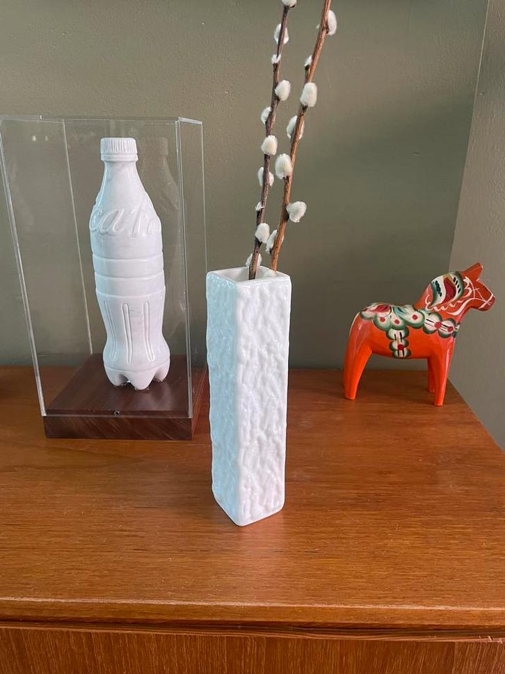 Vintage jaren 60 70 Ingrid Gläser Bark vaasje wit, Antiek en Kunst, Kunst | Designobjecten, Ophalen of Verzenden