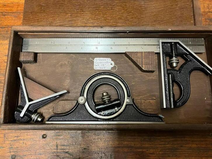 Starrett combi winkelhaak set+stookpasser van Benson, Doe-het-zelf en Verbouw, Meetapparatuur, Gebruikt, Ophalen of Verzenden
