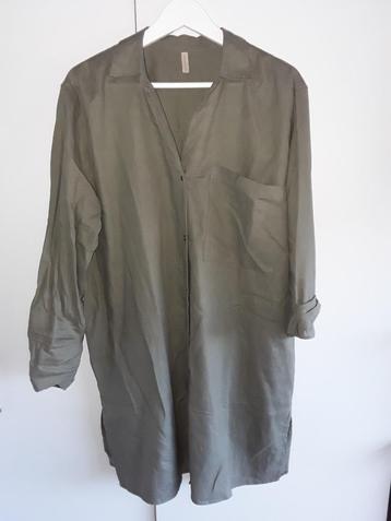 Soyaconcept Donkergroene Lange Linnen Blouse Maat L beschikbaar voor biedingen