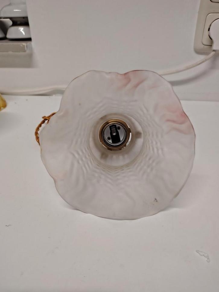 Set Vintage Lampen - Nieuwe Fitting & Snoer, Huis en Inrichting, Lampen | Hanglampen, Gebruikt, Minder dan 50 cm, Glas, Metaal