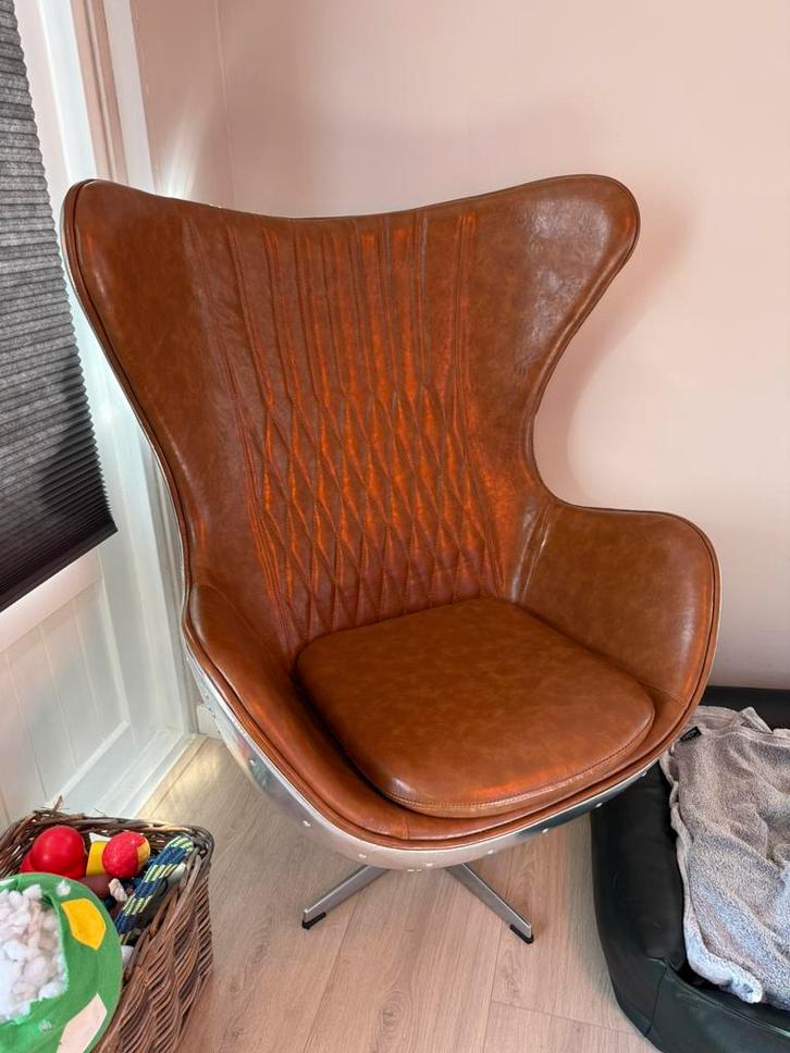 Aviator egg chair aluminium cognac leather origineel, Huis en Inrichting, Stoelen, Nieuw, Eén, Leer, Metaal, Bruin, Ophalen