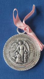 1124 Mooie medaillon Met Engelbewaarder voor Kinderkamer, Verzamelen, Ophalen of Verzenden, Zo goed als nieuw, Overige typen, Christendom | Katholiek