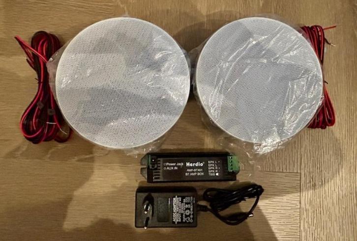 Herdio Bluetooth inbouw plafondspeakers – set 4” wit – nieuw, Audio, Tv en Foto, Luidsprekers, Nieuw, Front, Rear of Stereo speakers