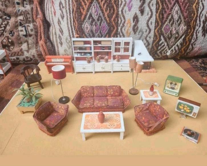 Lundy Poppenhuis Woonkamer 1:16 Hout 1970s, Verzamelen, Poppenhuizen en Toebehoren, Poppenhuis, Ophalen of Verzenden