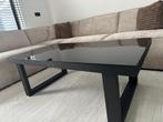 Visgraat Salontafel met Glazen Blad en U-poten, 100 tot 150 cm, Minder dan 50 cm, Rechthoekig, 50 tot 100 cm