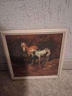 Schilderij op fluweel zacht doek (Drinkende paarden), Ophalen, Nieuw, Schilderij, Minder dan 50 cm