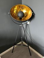 Vloerlamp zwart staal met goud, Ophalen, Gebruikt, Metaal, 150 tot 200 cm