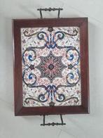 Handgeschilderde porseleinen tegel, Ophalen of Verzenden, Gebruikt, Rechthoekig, Hout