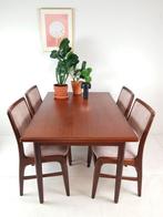 Vintage teakhouten uitschuifbare eettafel | tafel, Ophalen of Verzenden