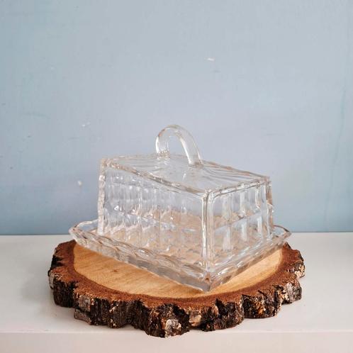 Prachtige vintage glazen kaasstolp, Antiek en Kunst, Antiek | Glas en Kristal, Ophalen of Verzenden