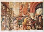 Oude schoolplaat “Stad in middeleeuwen”, Ophalen of Verzenden, Geschiedenis