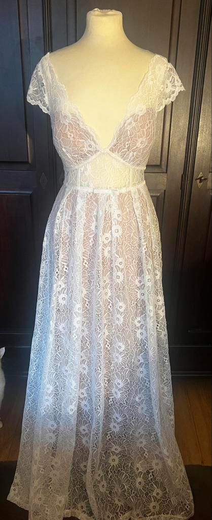 Vintage kanten brocante trouwjurk verkleedfeest mt S, Kleding | Dames, Gelegenheidskleding, Nieuw, Overige typen, Maat 36 (S)