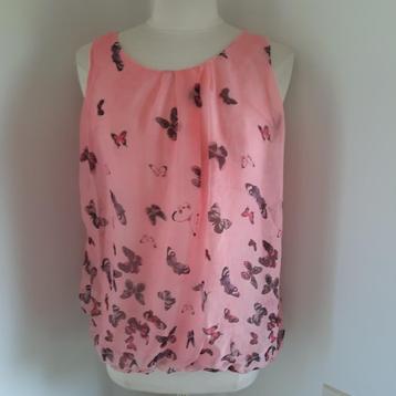 Made in Italy top roze met vlinders en kanten rug maat M - n beschikbaar voor biedingen