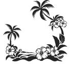 Camper caravan sticker hibiscus and palmtrees, The River House, Info@theriverhouse.nl, Nieuw, Ophalen of Verzenden