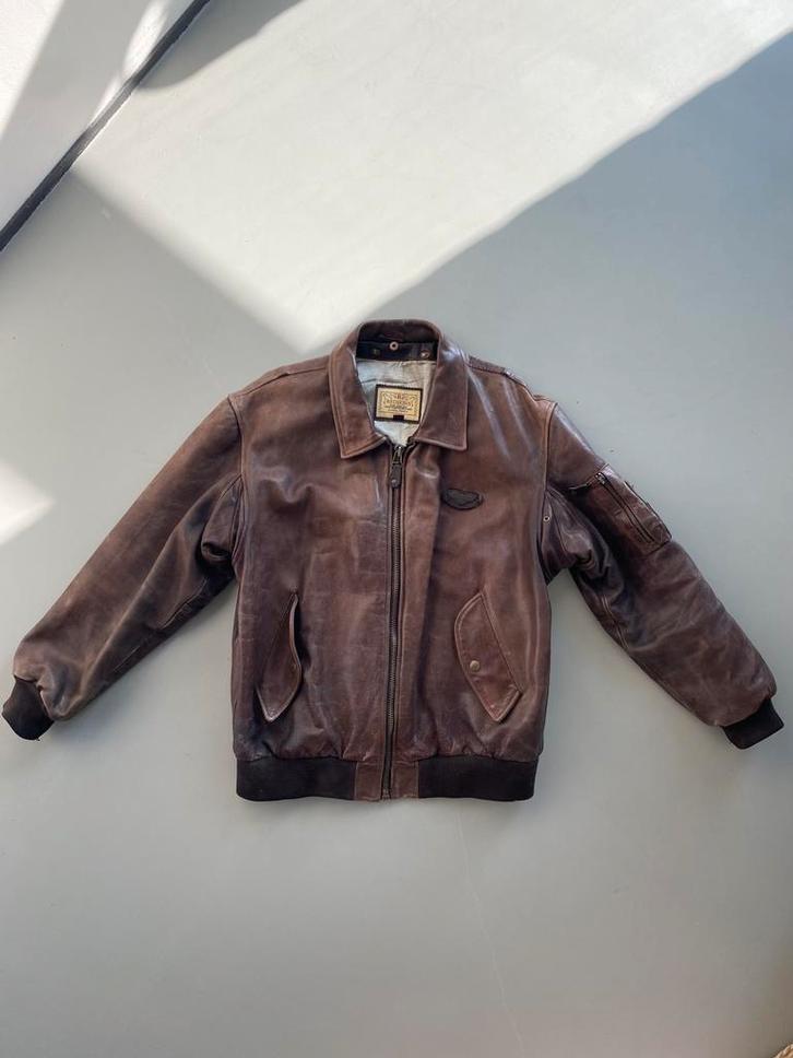 Vintage Leren Redskins Jas, Kleding | Heren, Jassen | Winter, Zo goed als nieuw, Overige maten, Bruin, Ophalen of Verzenden