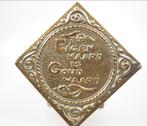Antiek koperen wandbord met spreuk eigen haard is goud waard, Antiek en Kunst, Ophalen of Verzenden