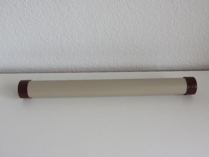 Retro vintage breinaaldenkoker bruin beige kunststof 41,5 cm, Hobby en Vrije tijd, Breien en Haken, Zo goed als nieuw, Breien