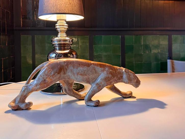 Mid-century design keramiek luipaard groot decoratief beeld, Huis en Inrichting, Woonaccessoires | Overige, Gebruikt, Ophalen of Verzenden