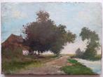 Charles Dankmeijer? marouflé 25x35 paneel 'Haagse School' b9, Antiek en Kunst, Ophalen of Verzenden