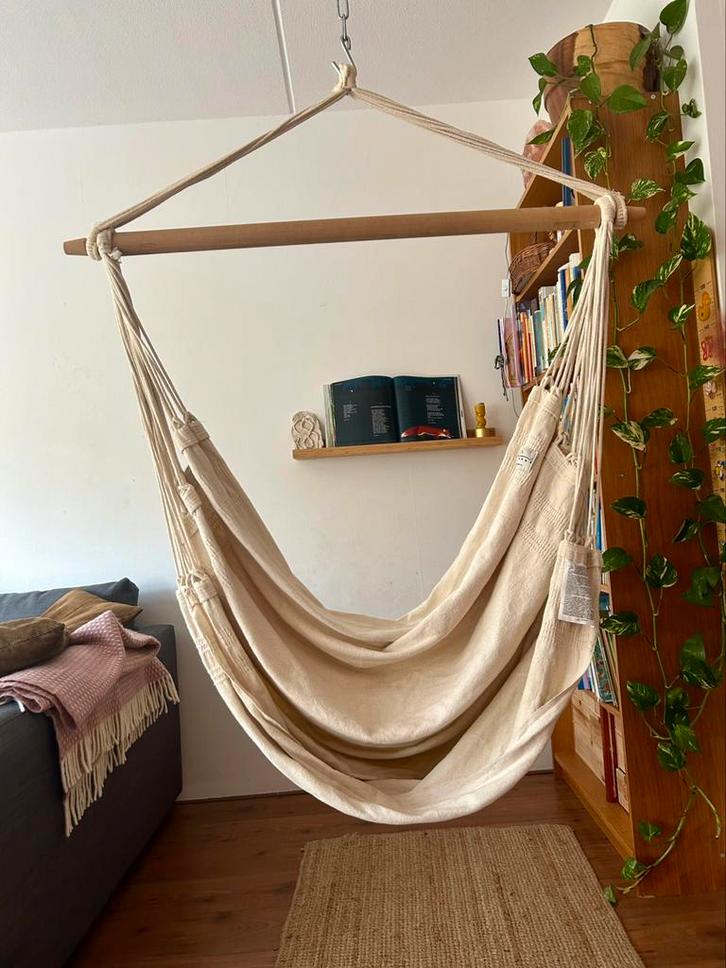 Amazonas linnen hangstoel zo goed als nieuw!, Tuin en Terras, Hangmatten, Zo goed als nieuw, Ophalen
