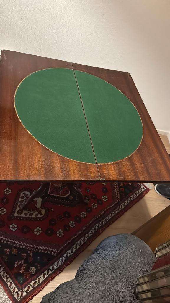Antieke Bridgetafel met Groen Laken, Antiek en Kunst, Antiek | Meubels | Tafels, Ophalen