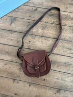 Nieuw! Vintage bruine leren schoudertas zadeltas cross body, Overige merken, Bruin, Ophalen of Verzenden, Zo goed als nieuw