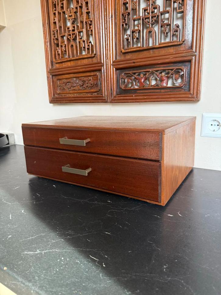 Houten Besteklade met Rood Fluweel, Antiek en Kunst, Antiek | Bestek, Ophalen of Verzenden