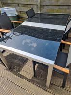 Tuintafel aluminium met glazen platen 180x100cm, Gebruikt, Rechthoekig, Ophalen, Aluminium