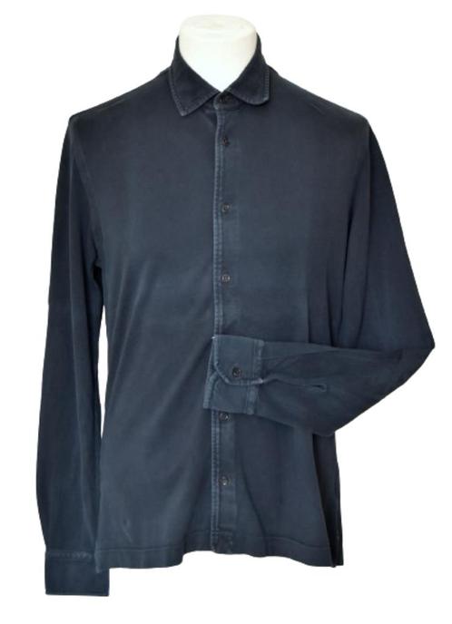 Borrelli Napoli overhemd, shirt, donker blauw, Mt. M, Kleding | Heren, Overhemden, Zo goed als nieuw, Halswijdte 39/40 (M), Blauw