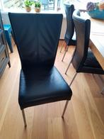 Eetkamerstoelen zwart leder (HVS design), Ophalen, Gebruikt, Zwart