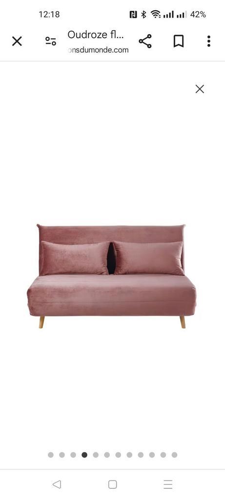 Maison du monde oud roze slaapbank inc topper, Huis en Inrichting, Banken | Sofa's en Chaises Longues, Zo goed als nieuw, Tweepersoons