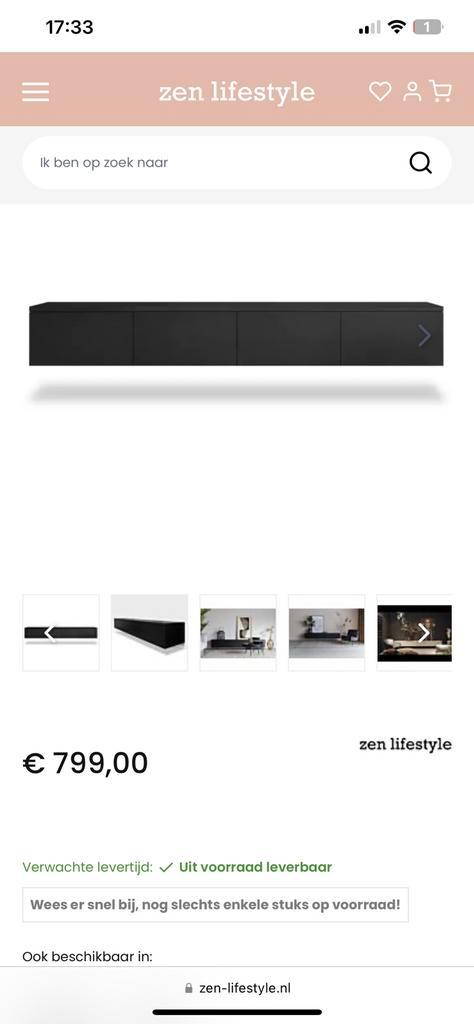 Tv meubel zwevend mat zwart, Huis en Inrichting, Kasten | Televisiemeubels, Zo goed als nieuw, Minder dan 100 cm, 25 tot 50 cm