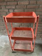Metalen Rol Tafel Trolley inklapbaar (Roze), Ophalen