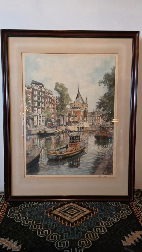 H.E. Roodenburg - Kleurenetsh Amsterdam Schreierstoren, Antiek en Kunst, Kunst | Etsen en Gravures, Ophalen of Verzenden