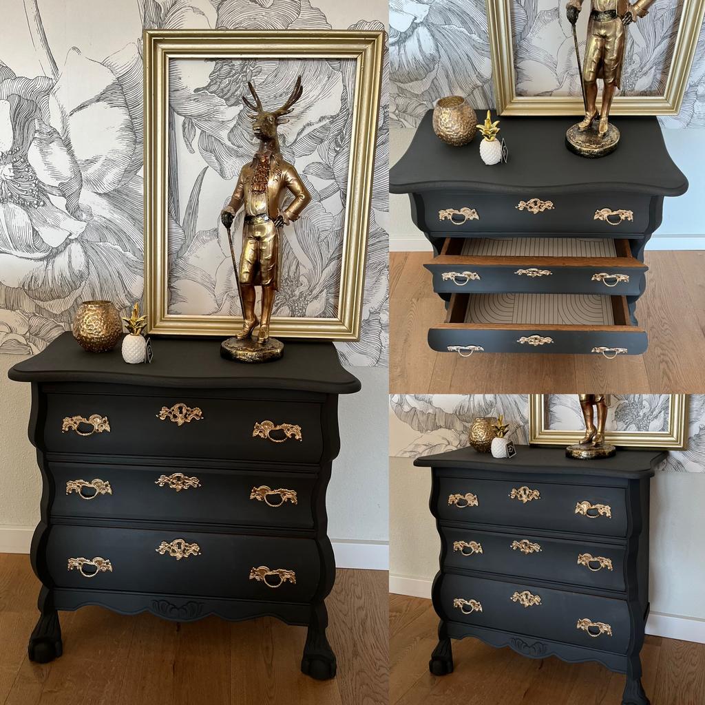 Buikkast, krijtverf mat, kleur vulkaansteen, Huis en Inrichting, Ophalen, 50 tot 100 cm, Zo goed als nieuw, 3 of 4 laden