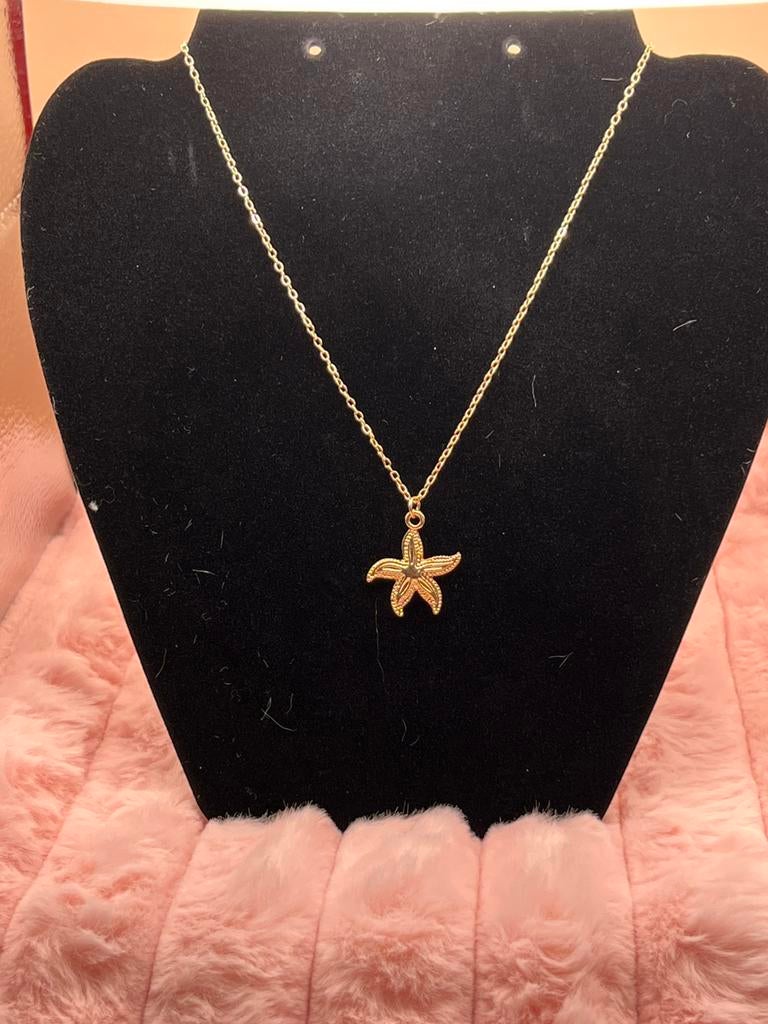 Goudkleurige ketting zeester, Sieraden, Tassen en Uiterlijk, Ophalen of Verzenden, Nieuw, Goud, Overige materialen