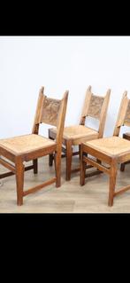 Vier houten stoelen met rieten zitting, Huis en Inrichting, Stoelen, Gebruikt, Bruin, Ophalen of Verzenden, Vier