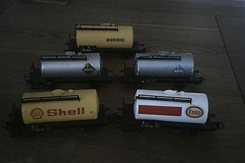 Marklin HO 5 Ketelwagons Biodiesel - Aral - Shell - Esso beschikbaar voor biedingen
