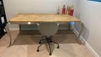 Eichholtz Bureau / Eettafel - Echt hout met Design RVS Poten, Huis en Inrichting, Ophalen, 200 cm of meer, Zo goed als nieuw, Rechthoekig