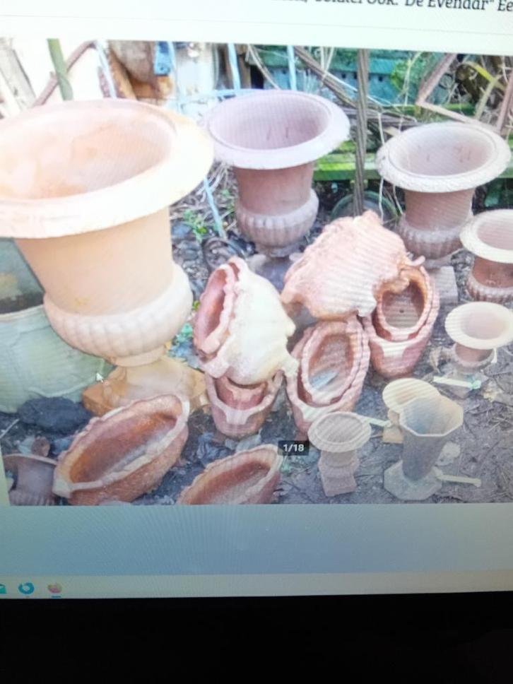 Tuinvaas gietijzer/ beton Ook "De Evenaar" Eemnes, Tuin en Terras, Tuinvazen, Gebruikt, Ophalen