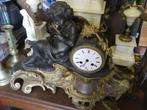 antiek bronzen klok met fluitspeelster, Ophalen of Verzenden