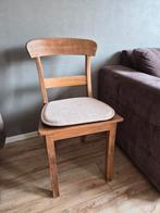 4 Teak Houten Stoelen + Kussentjes, Huis en Inrichting, Stoelen, Ophalen, Gebruikt, Bruin, Landelijk