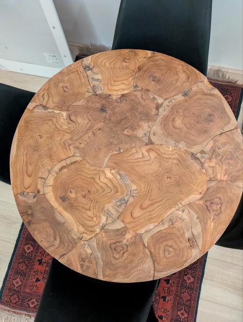 Ronde tafel teak hout, Huis en Inrichting, Tafels | Salontafels, Zo goed als nieuw, Minder dan 50 cm, 50 tot 100 cm, 50 tot 100 cm