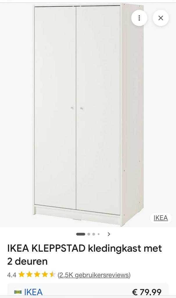 Kleppstad kleding kast ikea wit, Huis en Inrichting, Kasten | Kledingkasten, Zo goed als nieuw, 150 tot 200 cm, 50 tot 100 cm